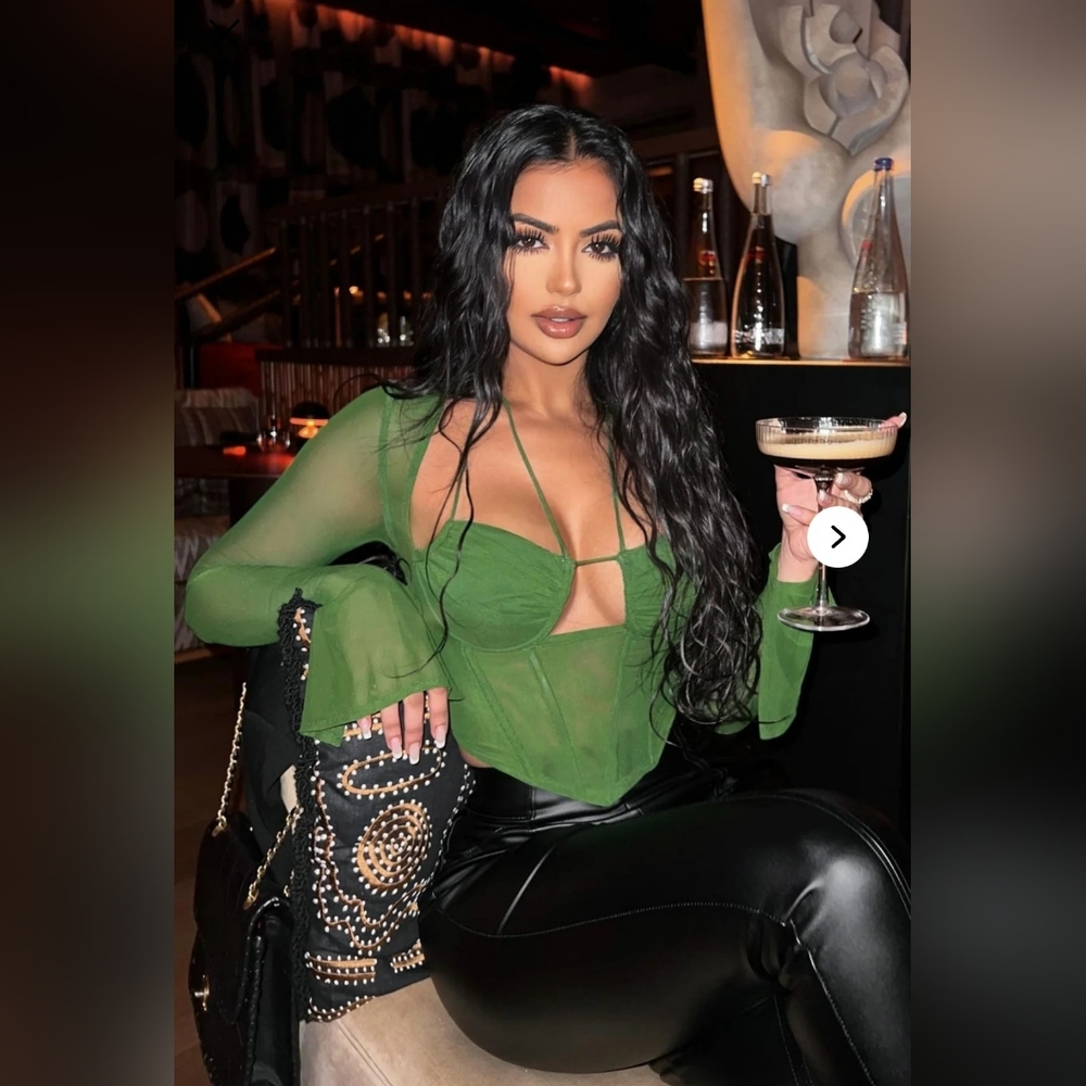 Fashion Nova Melanie Mesh Corset Top-Olive